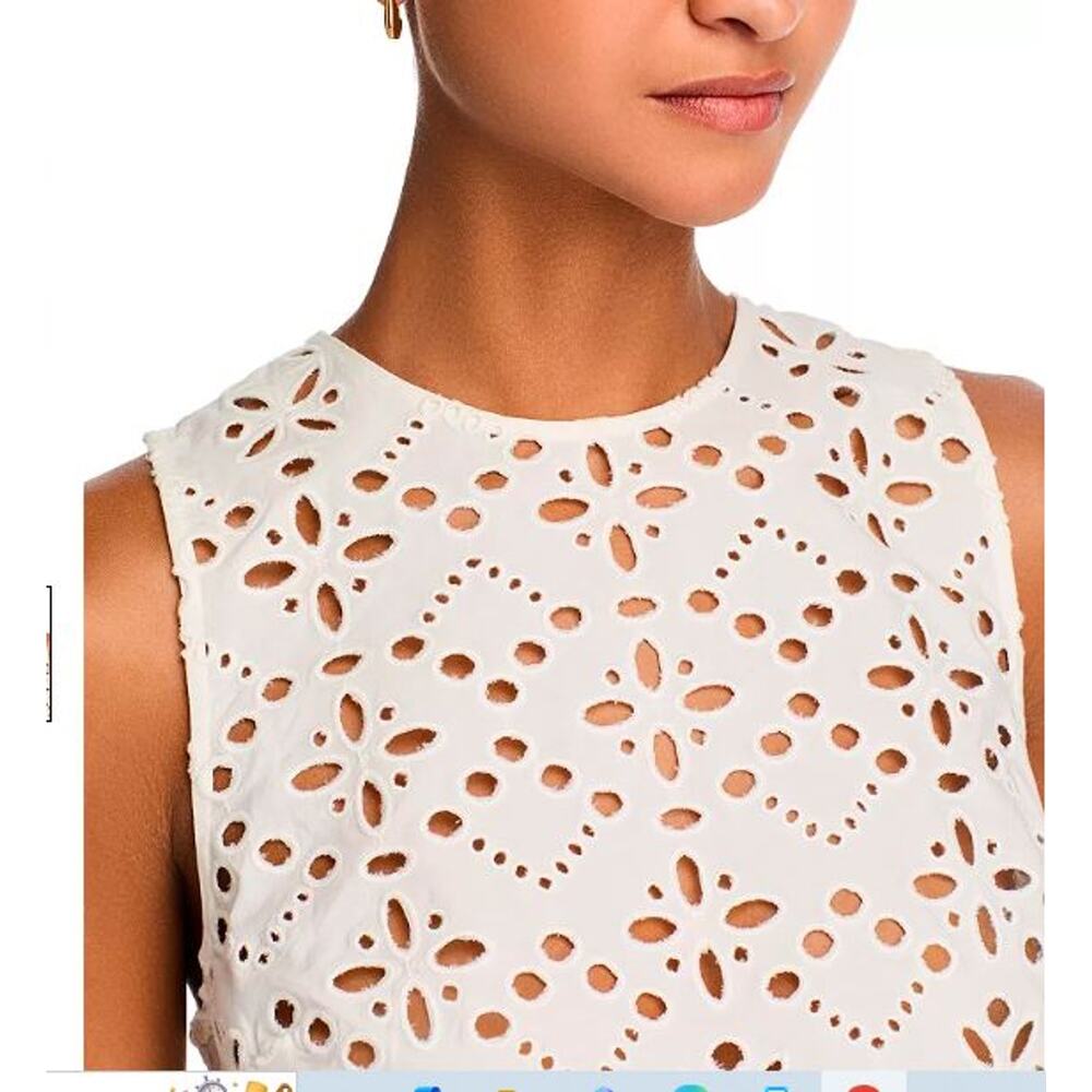 Veronica Beard  Adelyn Eyelet Sleeveless Top Sz 0 NWT 348 White IRRG - Picture 2 of 16